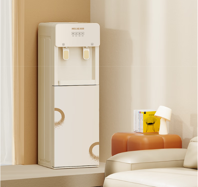 美菱饮水机下置式家用立式桶装烧水一体机直饮机奶油白MY-YS808C  MY-YS808
